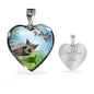 Russian Blue Cat Heart Pendant Luxury Necklace