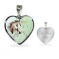 American Paint Horse Watercolor Art Print Heart Charm Necklaces