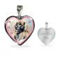 Leonberger Dog Art Print Heart Charm Necklaces