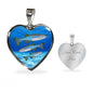 Slender danios Fish Print Heart Pendant Luxury Necklace