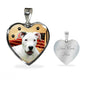 Dogo Argentino Print Heart Pendant Luxury Necklace