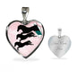 Horse Running Art Print Heart Charm Necklaces