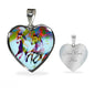 American Quarter Horse Print Heart Pendant Luxury Necklace