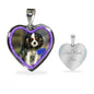 English Toy Spaniel Dog Print Heart Charm Necklaces