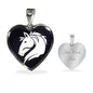 Friesian Horse Vector Art Print Heart Charm Necklaces