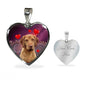 Wirehaired Vizsla Print Heart Pendant Luxury Necklace