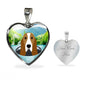 Basset Hound Dog Vector Print Heart Charm Necklaces