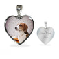 English Foxhound Print Heart Pendant Luxury Necklace