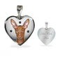 Cute Pharaoh Hound Print Heart Pendant Luxury Necklace