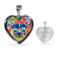 Colorful French Bulldog Print Heart Charm Necklaces
