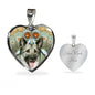 Norwegian Elkhound Dog Print Heart Pendant Luxury Necklace