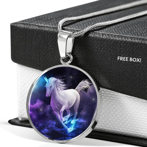 Amazing Unicorn Print Circle Pendant Luxury Necklace