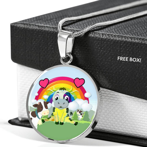 Cute Cow Print Circle Pendant Luxury Necklace