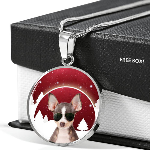 Chihuahua Print Circle Luxury Necklace