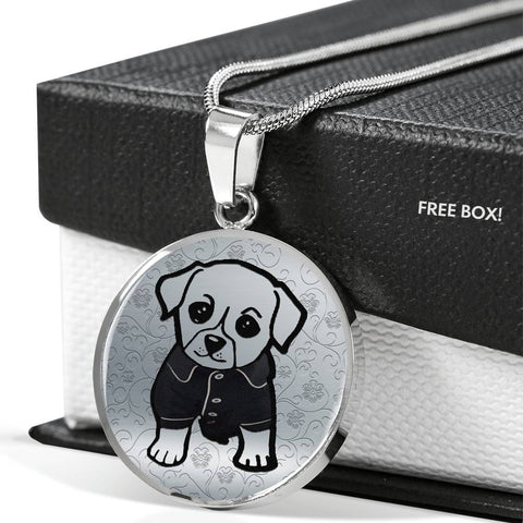 Cute Dog Art Print Circle Pendant Luxury Necklace