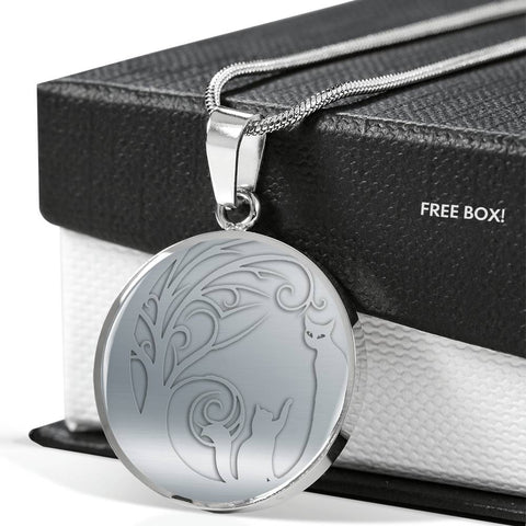 Lovely Cats Print Circle Pendant Luxury Necklace