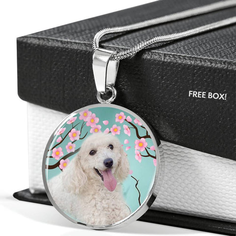 Poodle Dog Print Circle Pendant Luxury Necklace