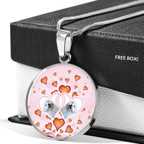 Maltese Dog Print Circle Charm Luxury Necklace