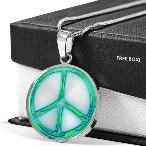 Glowing Peace Sign Print Luxury Necklace