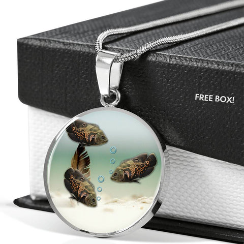 Oscar Fish Print Luxury Circle Charm Necklace