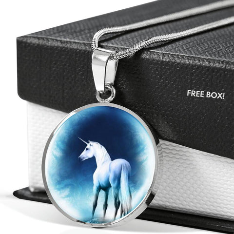 Awesome Unicorn Print Circle Pendant Luxury Necklace