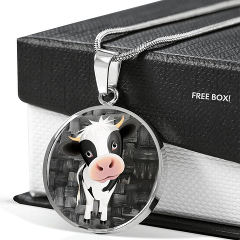 Cow Print Circle Pendant Luxury Necklace