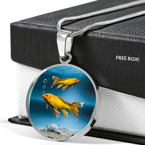 Butterfly Koi Fish Print Luxury Circle Necklace