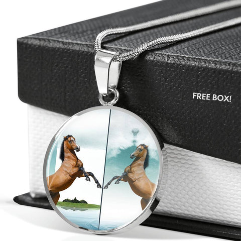 Lusitano Horse Print Circle Pendant Luxury Necklace