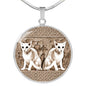 Oriental Shorthair Cat Print Circle Pendant Luxury Necklace