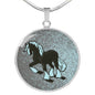 Clydesdale Horse Print Circle Pendant Luxury Necklace