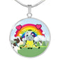 Cute Cow Print Circle Pendant Luxury Necklace