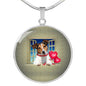 Cute Jack Russell Terrier On Window Print Circle Pendant Luxury Necklace