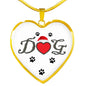 Dog With Paws Print Heart Pendant Luxury Necklace