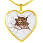 Amazing Cat Art Print Heart Charm Necklaces