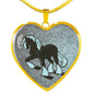 Clydesdale Horse Print Heart Pendant Luxury Necklace