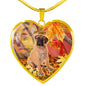 Cute Bullmastiff Print Heart Pendant Luxury Necklace