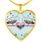 Cute African Grey Parrot Print Heart Pendant Luxury Necklace