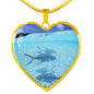 Fish Print Heart Pendant Luxury Necklace