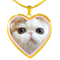 Cute Snoopy Cat Print Heart Charm Necklaces