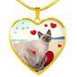 Cute Tonkinese Cat Print Heart Pendant Luxury Necklace