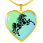 Amazing Horse Vector Print Heart Charm Necklaces