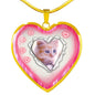 Cute Kitten Print Heart Charm Necklaces