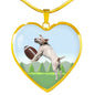 Playing Dog Print Heart Pendant Luxury Necklace