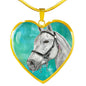 Andalusian Horse Watercolor Art Print Heart Charm Necklaces