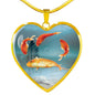 Goldfish Print Heart Charm Necklace