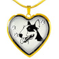 Bull Terrier Dog Art Print Heart Charm Necklaces