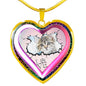 Cute Painted Cat Print Heart Charm Necklaces