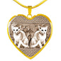 Oriental Shorthair Cat Print Heart Pendant Luxury Necklace