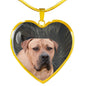 South African Boerboel Dog Print Heart Pendant Luxury Necklace
