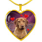 Wirehaired Vizsla Print Heart Pendant Luxury Necklace